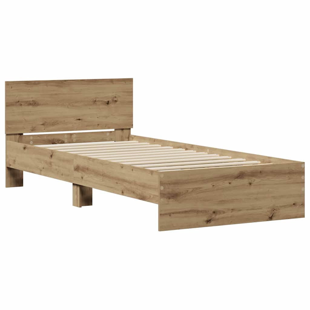 Sengestel med hovedgærde Artisan-eg 90 x 190 cm Konstrueret træ