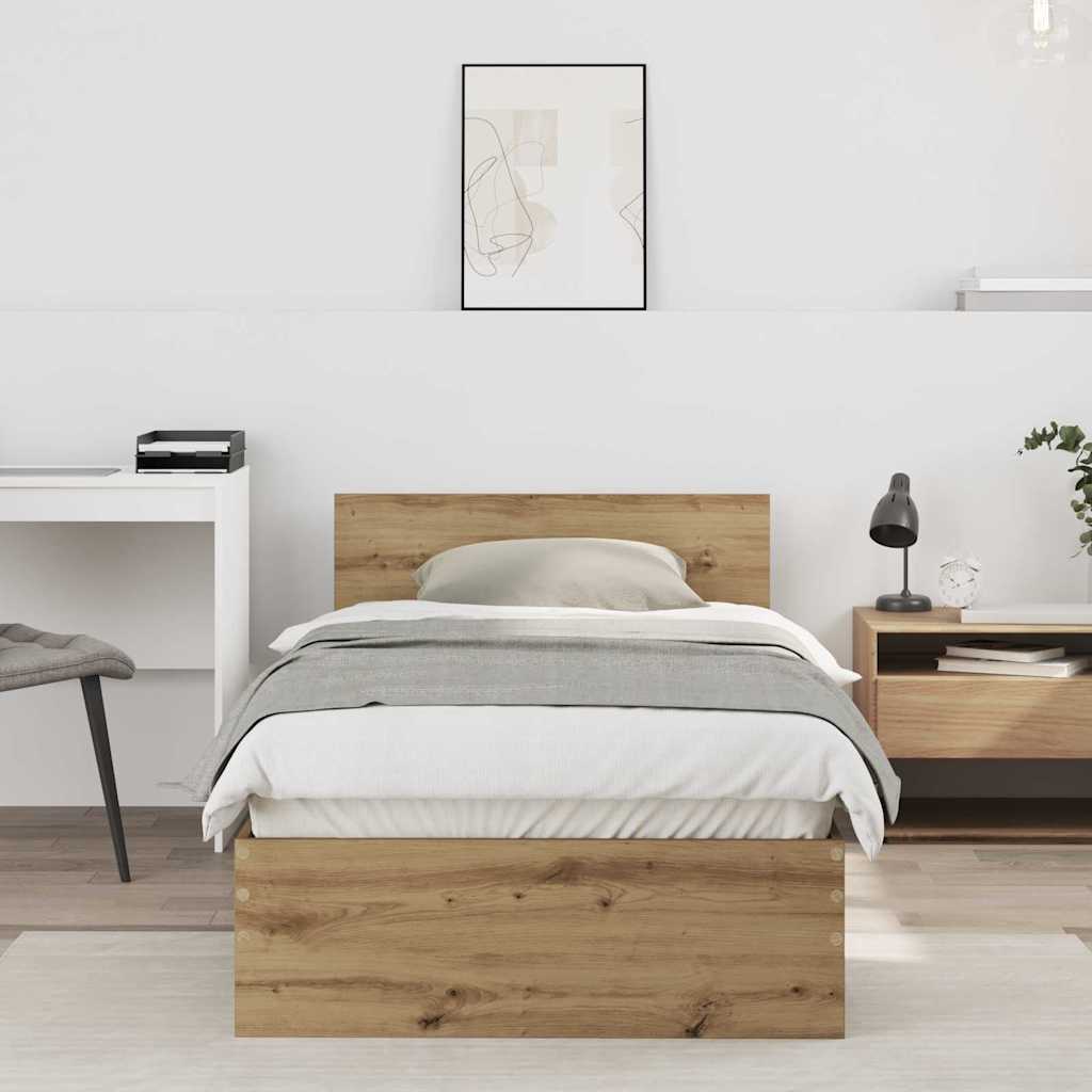 Sengestel med hovedgærde Artisan-eg 75 x 190 cm Konstrueret træ