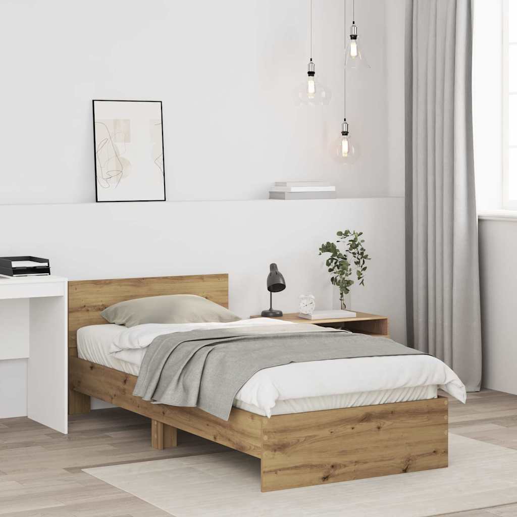 Sengestel med hovedgærde Artisan-eg 75 x 190 cm Konstrueret træ