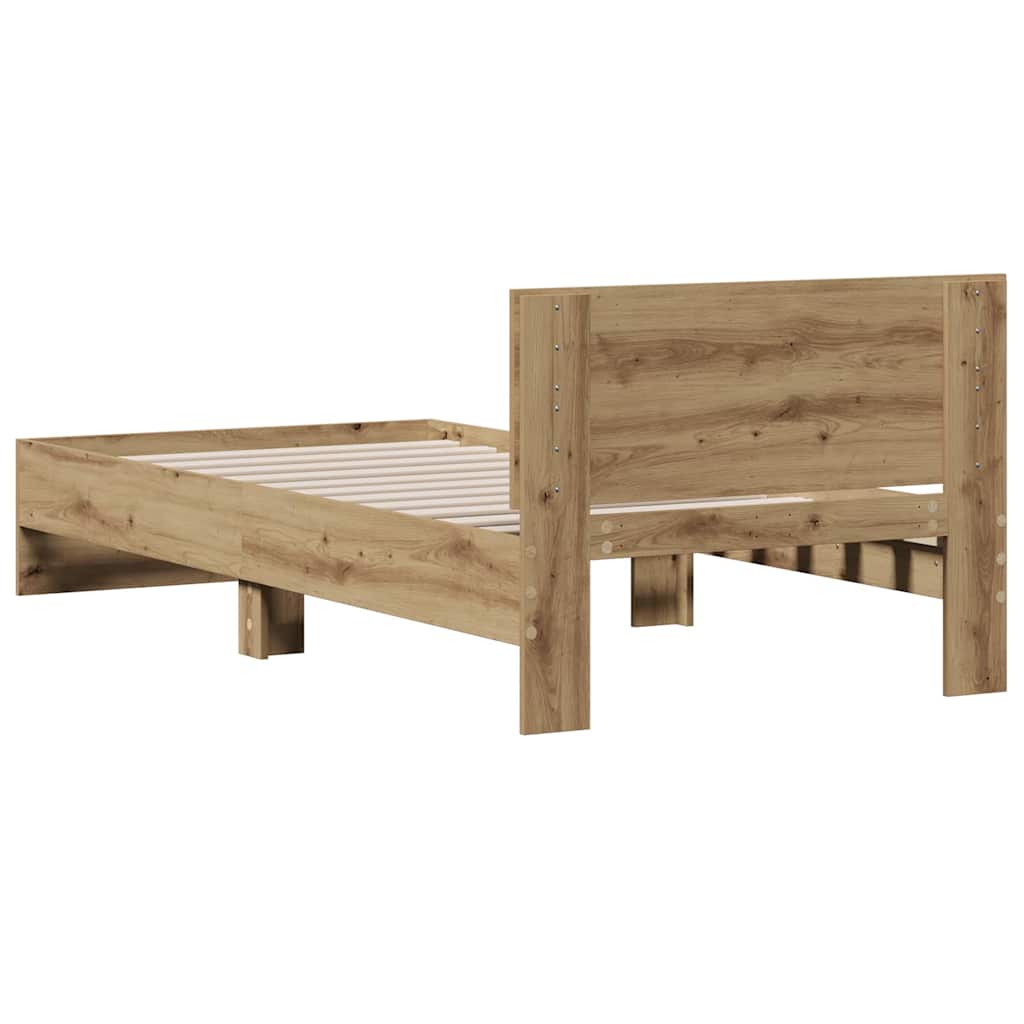 Sengestel med hovedgærde Artisan-eg 75 x 190 cm Konstrueret træ