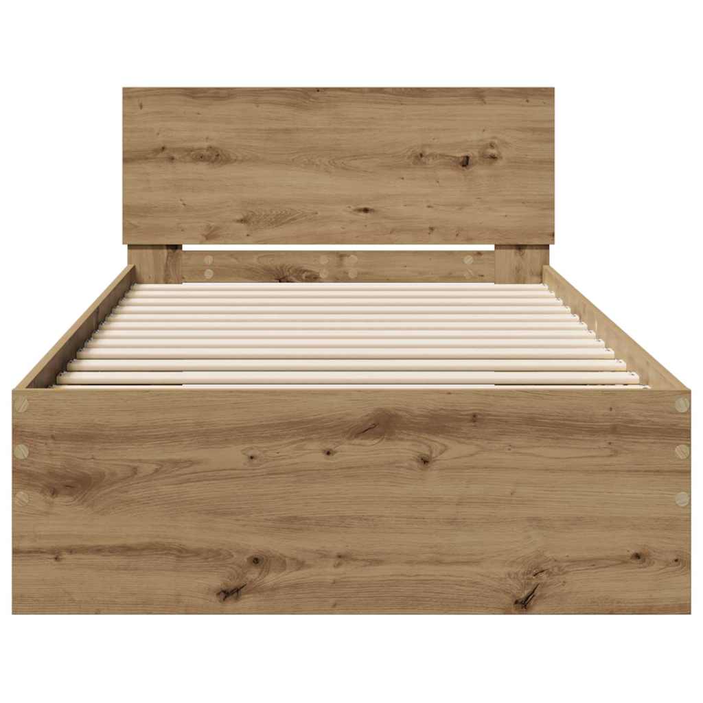 Sengestel med hovedgærde Artisan-eg 75 x 190 cm Konstrueret træ