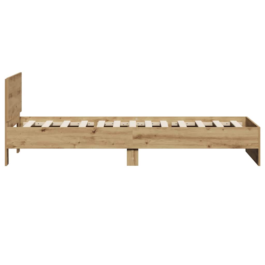 Sengestel med hovedgærde Artisan-eg 75 x 190 cm Konstrueret træ