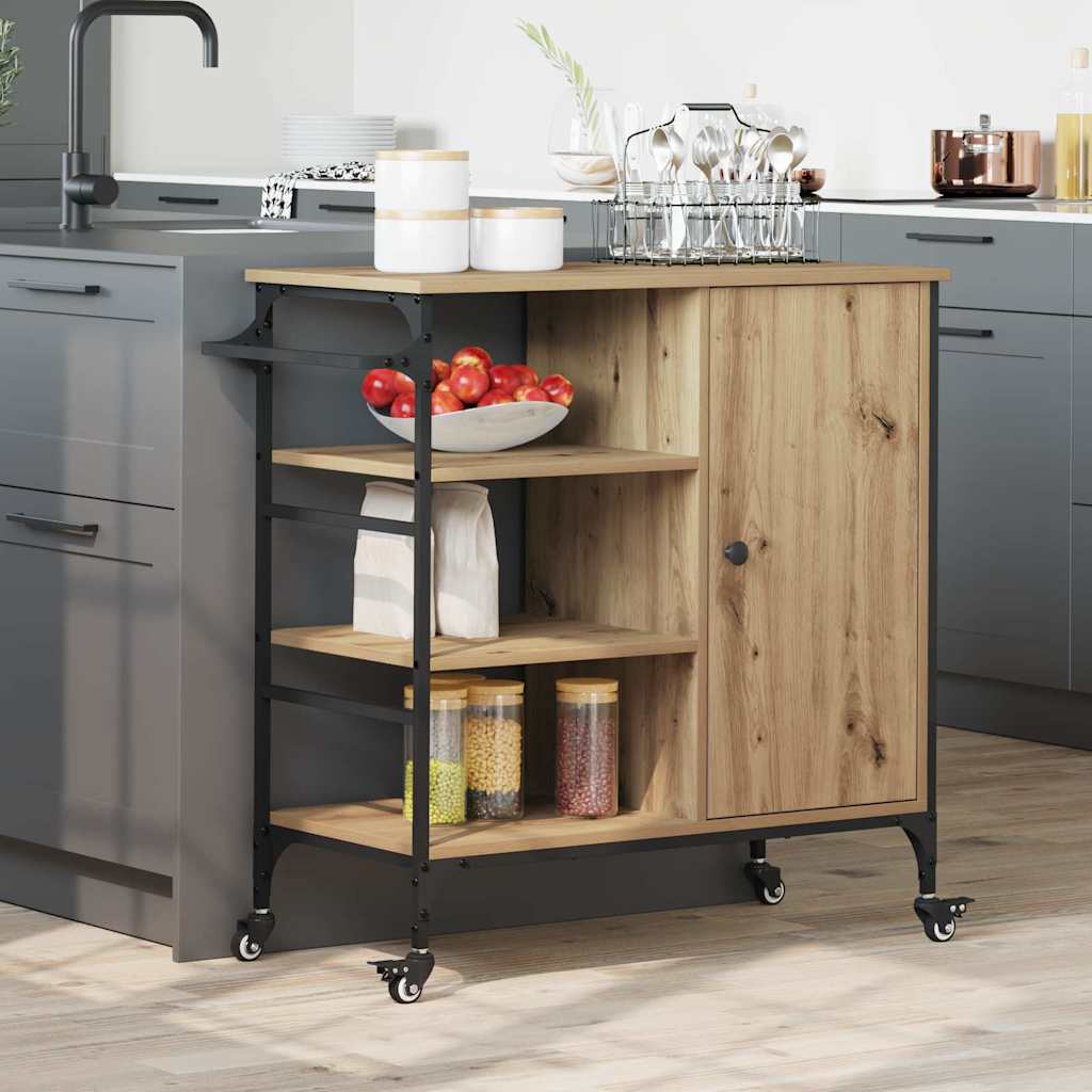 Køkkenvogn Artisan Egetræ 87.5 x 39 x 84.5 cm Konstrueret træ