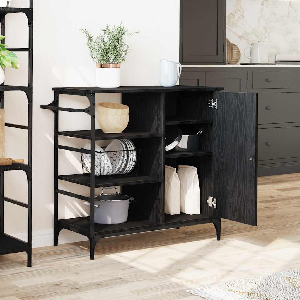 Køkkenvogn Sort eg 87.5 x 39 x 84.5 cm Konstrueret træ