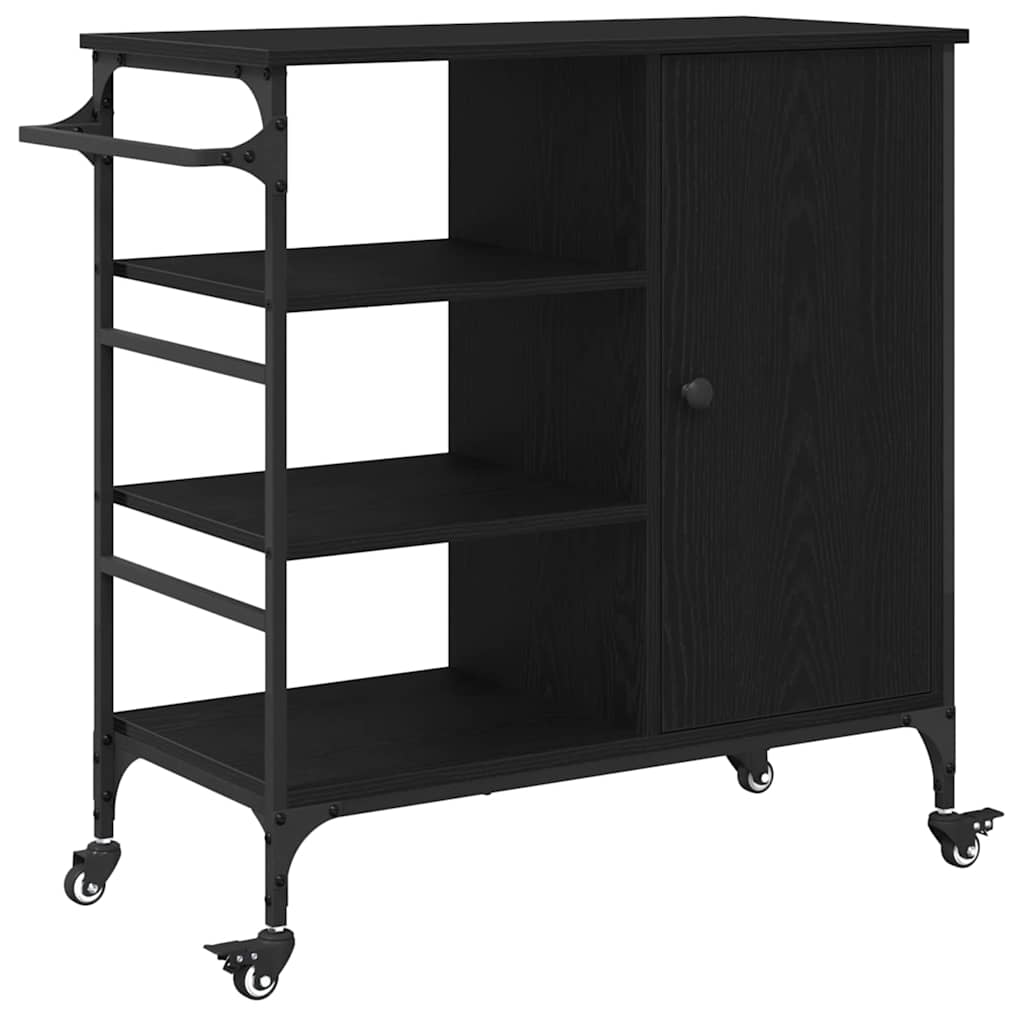 Køkkenvogn Sort eg 87.5 x 39 x 84.5 cm Konstrueret træ