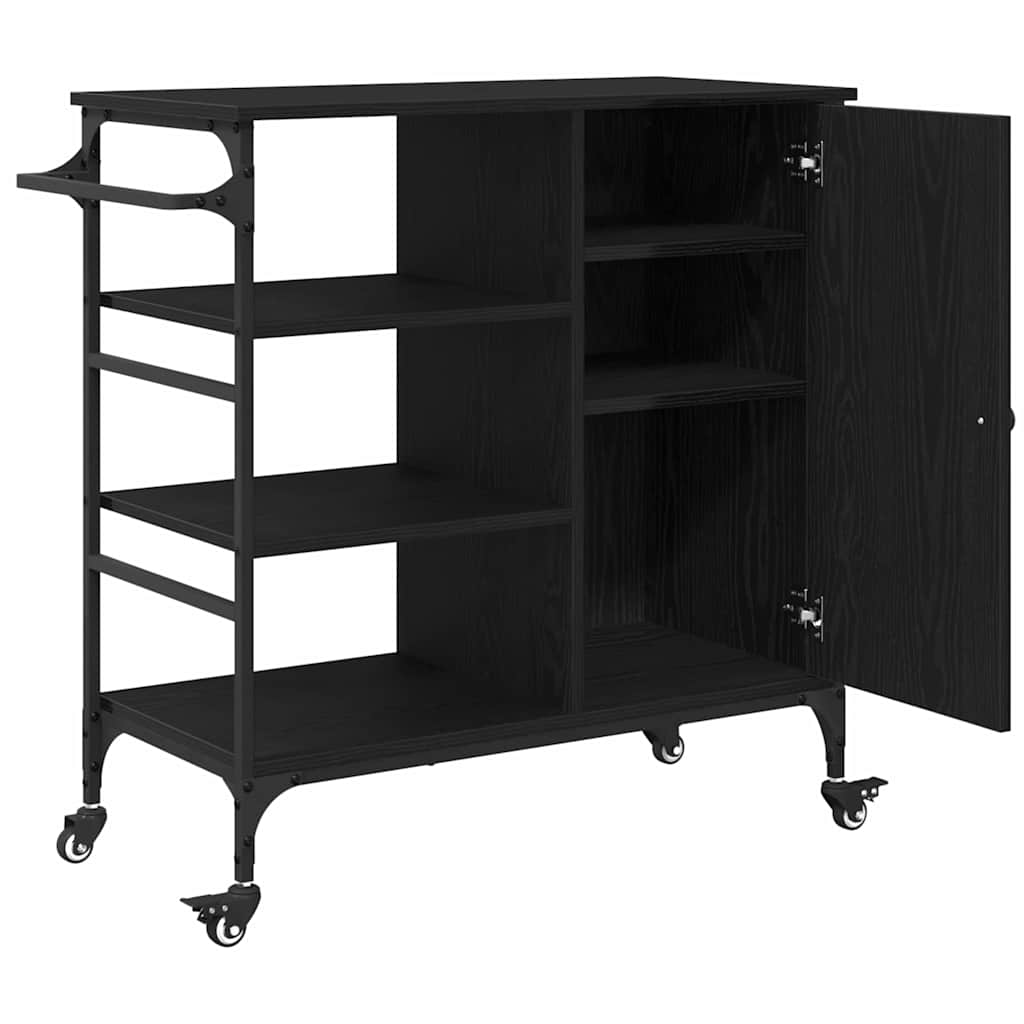 Køkkenvogn Sort eg 87.5 x 39 x 84.5 cm Konstrueret træ