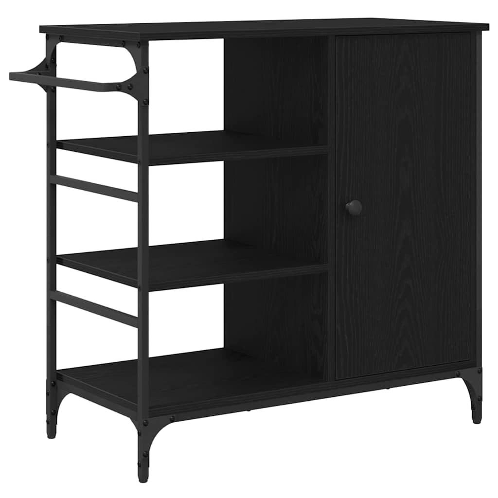 Køkkenvogn Sort eg 87.5 x 39 x 84.5 cm Konstrueret træ