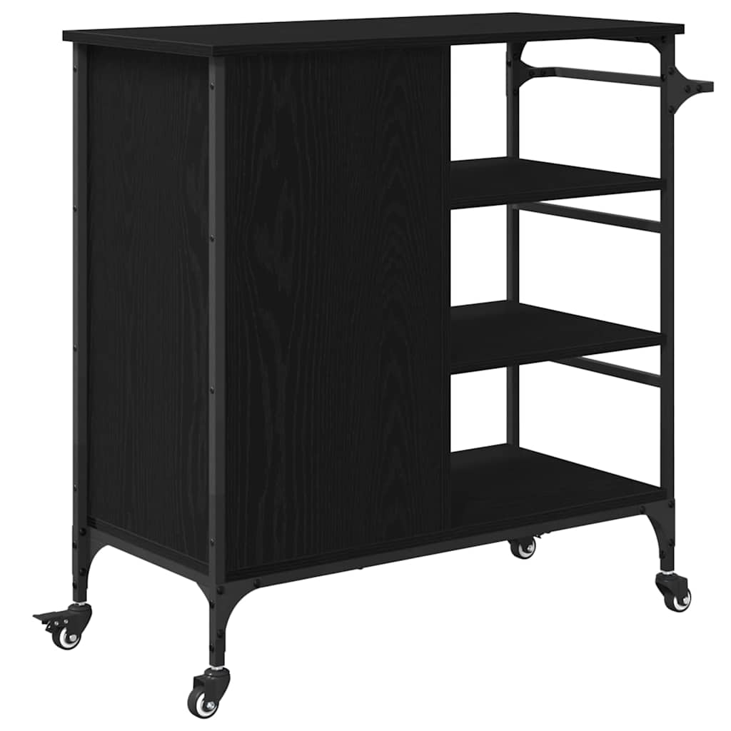 Køkkenvogn Sort eg 87.5 x 39 x 84.5 cm Konstrueret træ