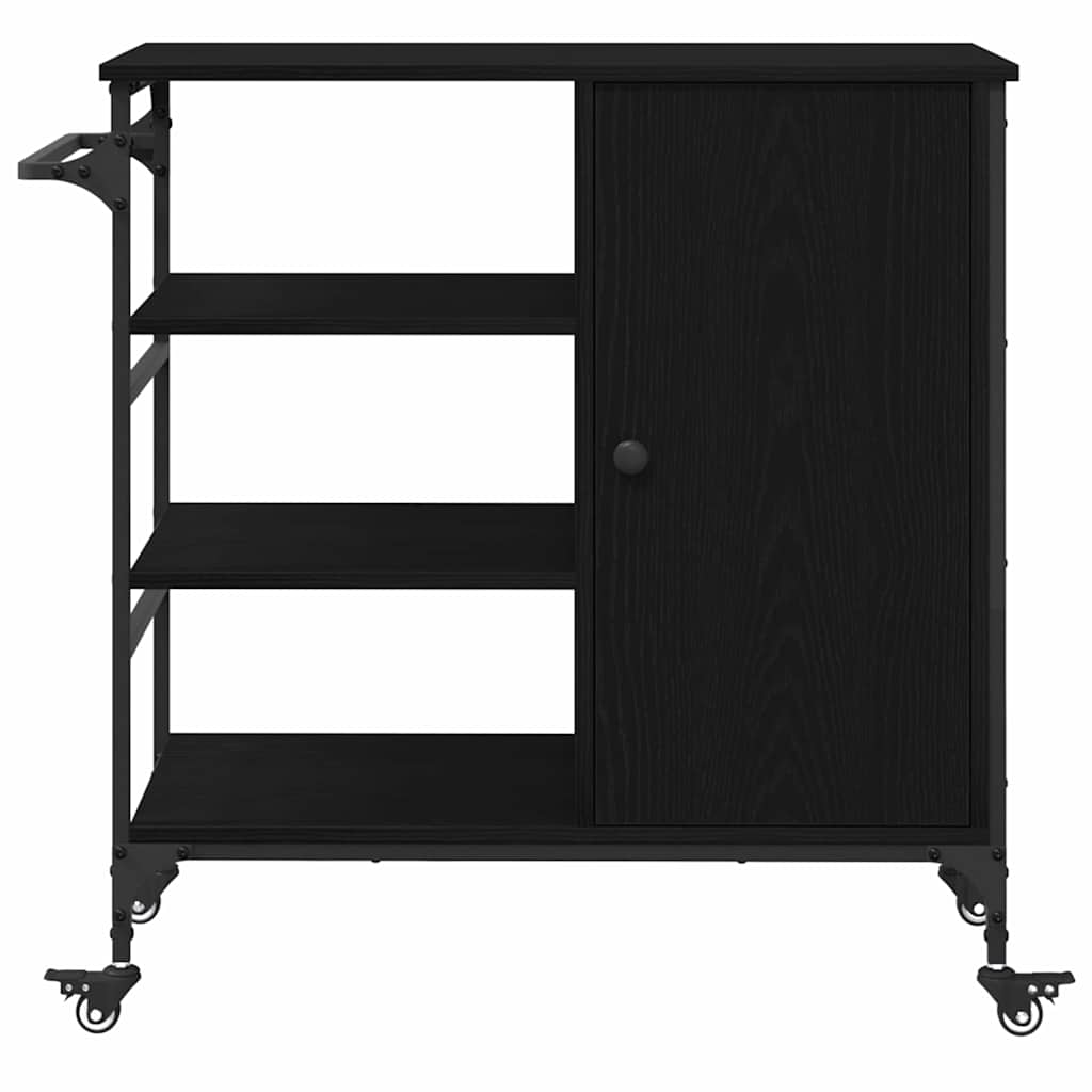 Køkkenvogn Sort eg 87.5 x 39 x 84.5 cm Konstrueret træ