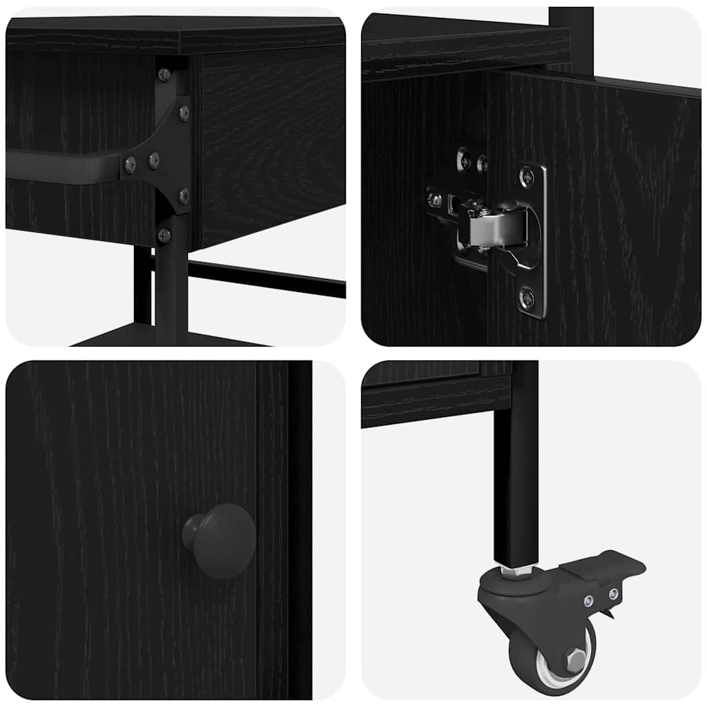 Køkkenvogn Sort eg 56 x 43 x 89,5 cm Konstrueret træ