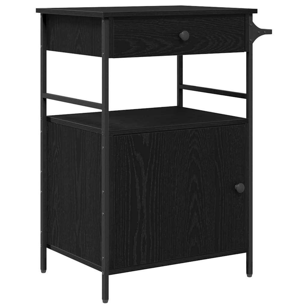 Køkkenvogn Sort eg 56 x 43 x 89,5 cm Konstrueret træ
