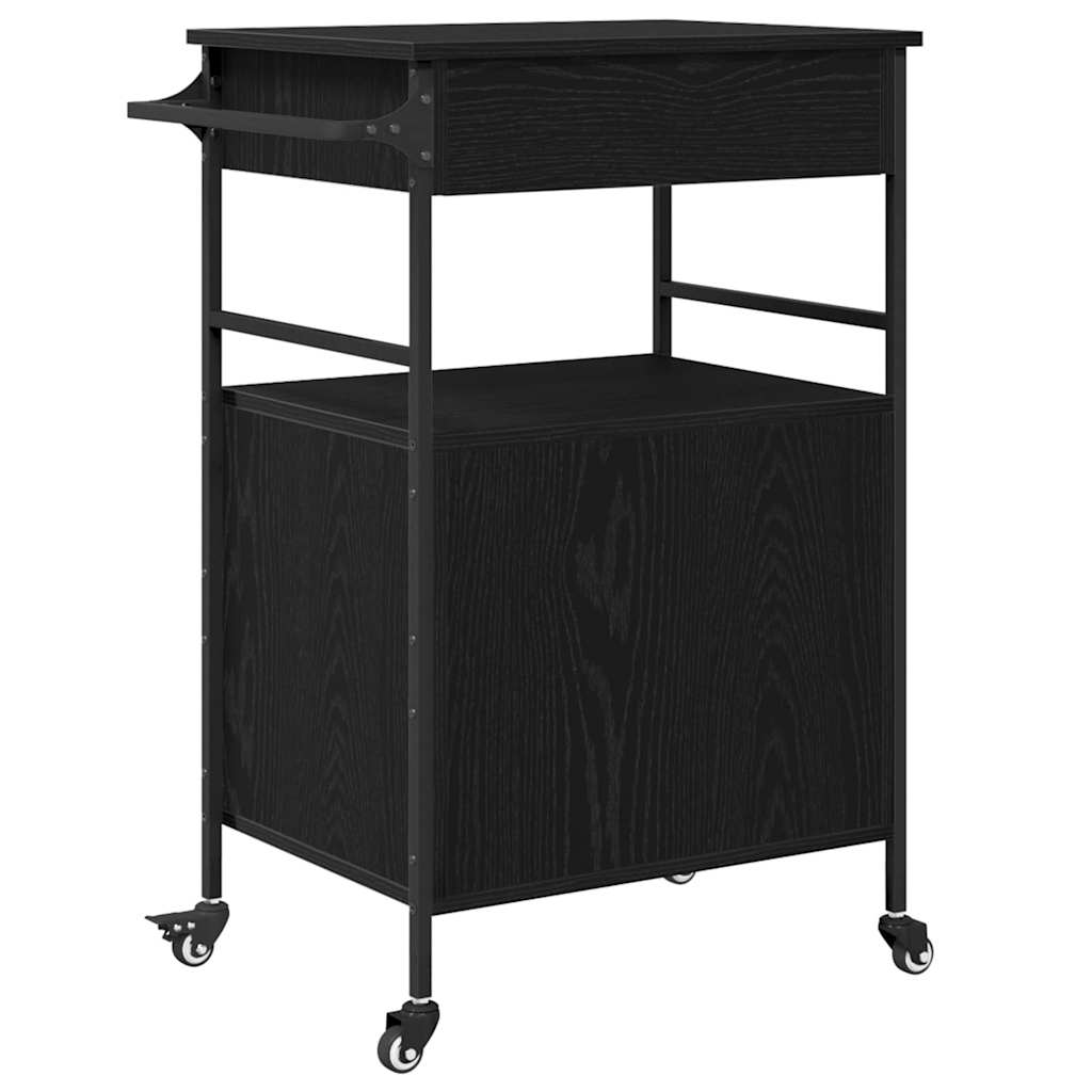 Køkkenvogn Sort eg 56 x 43 x 89,5 cm Konstrueret træ