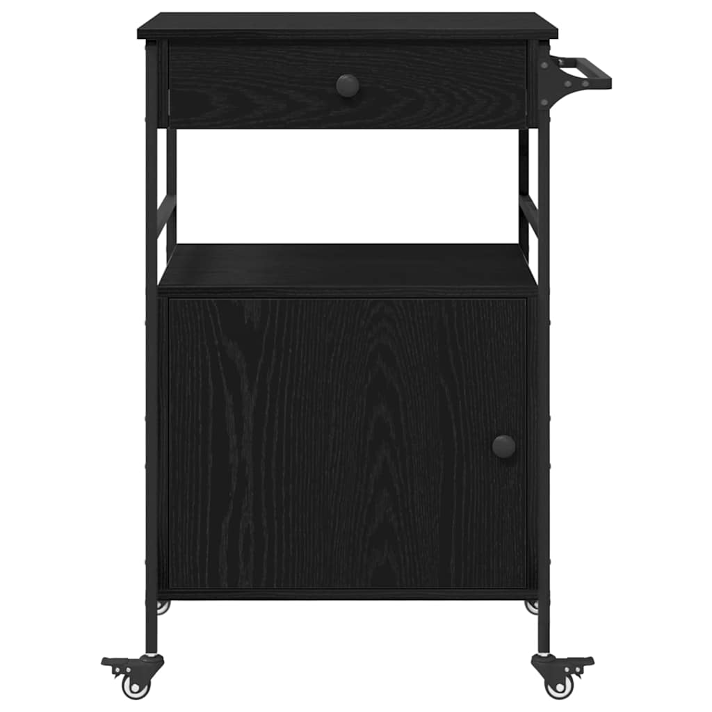 Køkkenvogn Sort eg 56 x 43 x 89,5 cm Konstrueret træ
