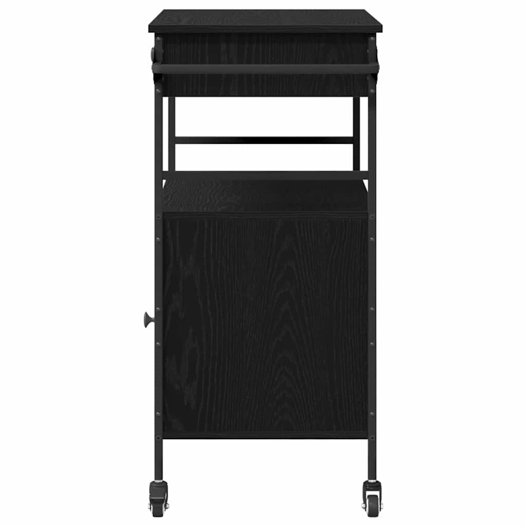 Køkkenvogn Sort eg 56 x 43 x 89,5 cm Konstrueret træ