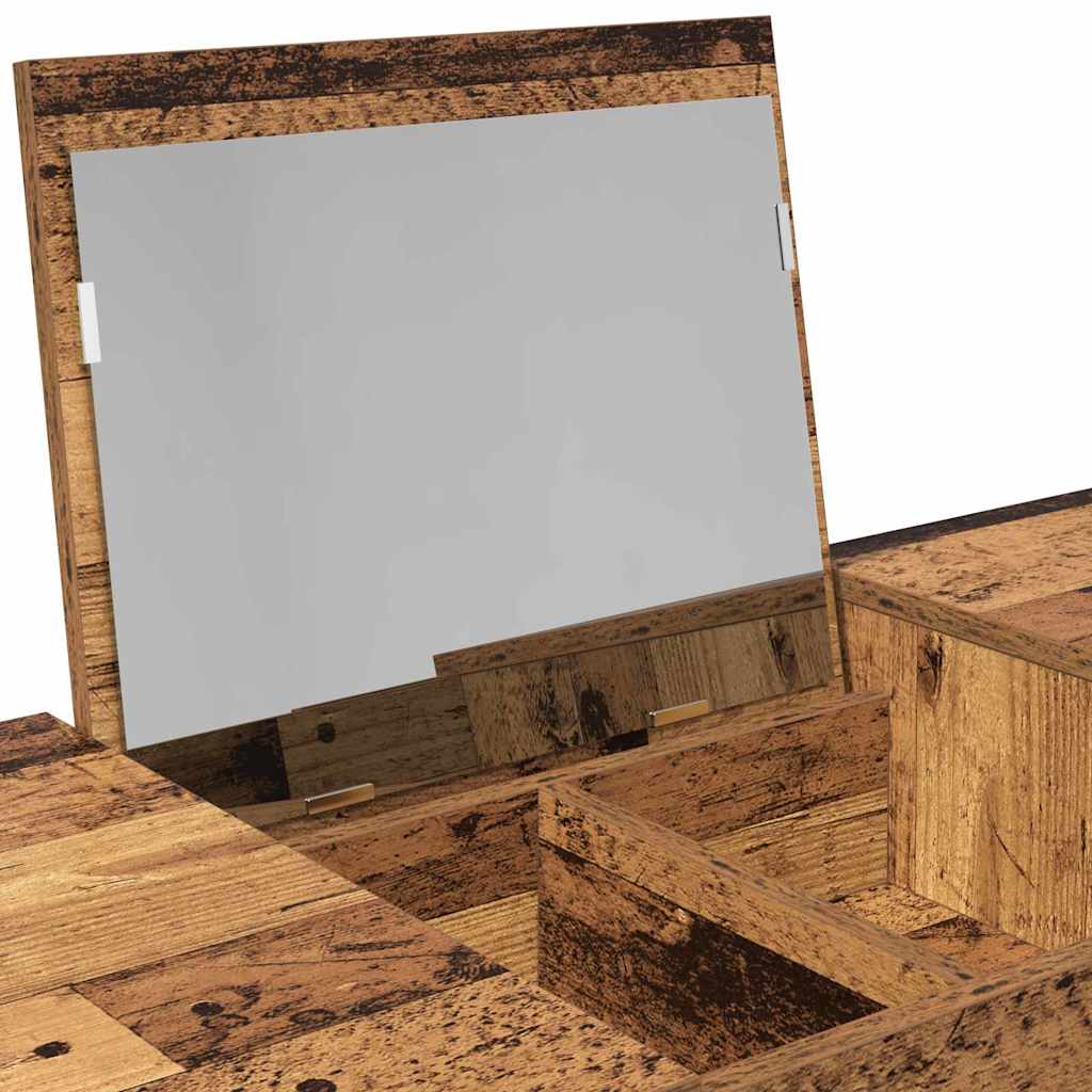 Kosmetikbord med skuffe med spejl Gammelt træ 100 x 45 x 76 cm