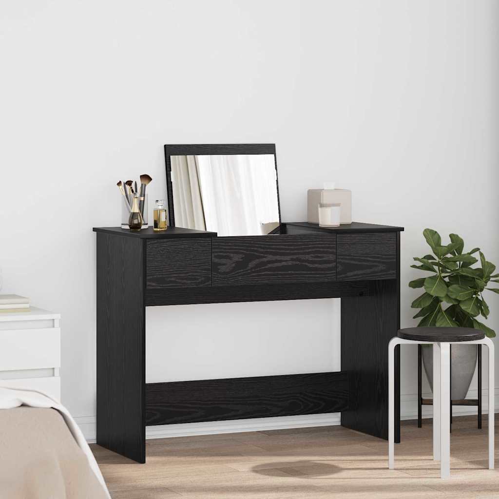 Kosmetikbord med skuffe med opbevaring Sort eg 100 x 45 x 76 cm