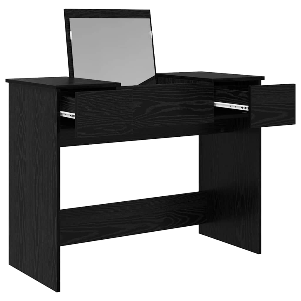 Kosmetikbord med skuffe med opbevaring Sort eg 100 x 45 x 76 cm