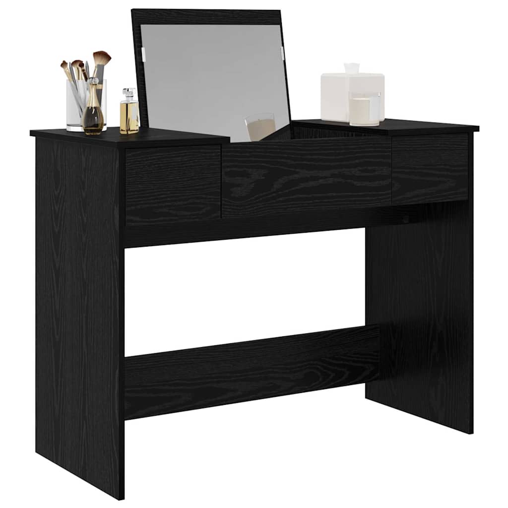 Kosmetikbord med skuffe med opbevaring Sort eg 100 x 45 x 76 cm