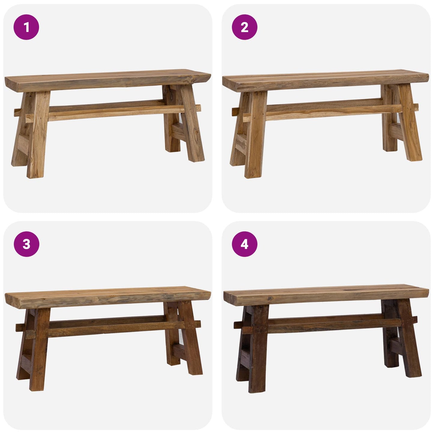 bænk Naturfarvet 100 x 29 x 43,5 cm Massiv Teaktræ