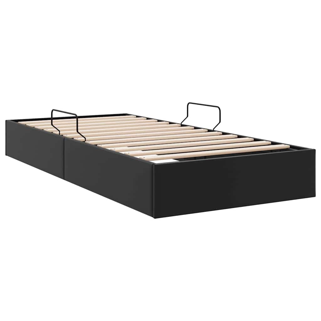 Opbevaringsseng med opbevaring Sort 100 x 190 cm Kunstlæder