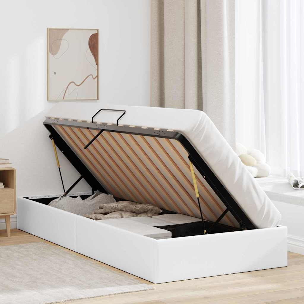 Opbevaringsseng med opbevaring Ren Hvid 100 x 190 cm Kunstlæder