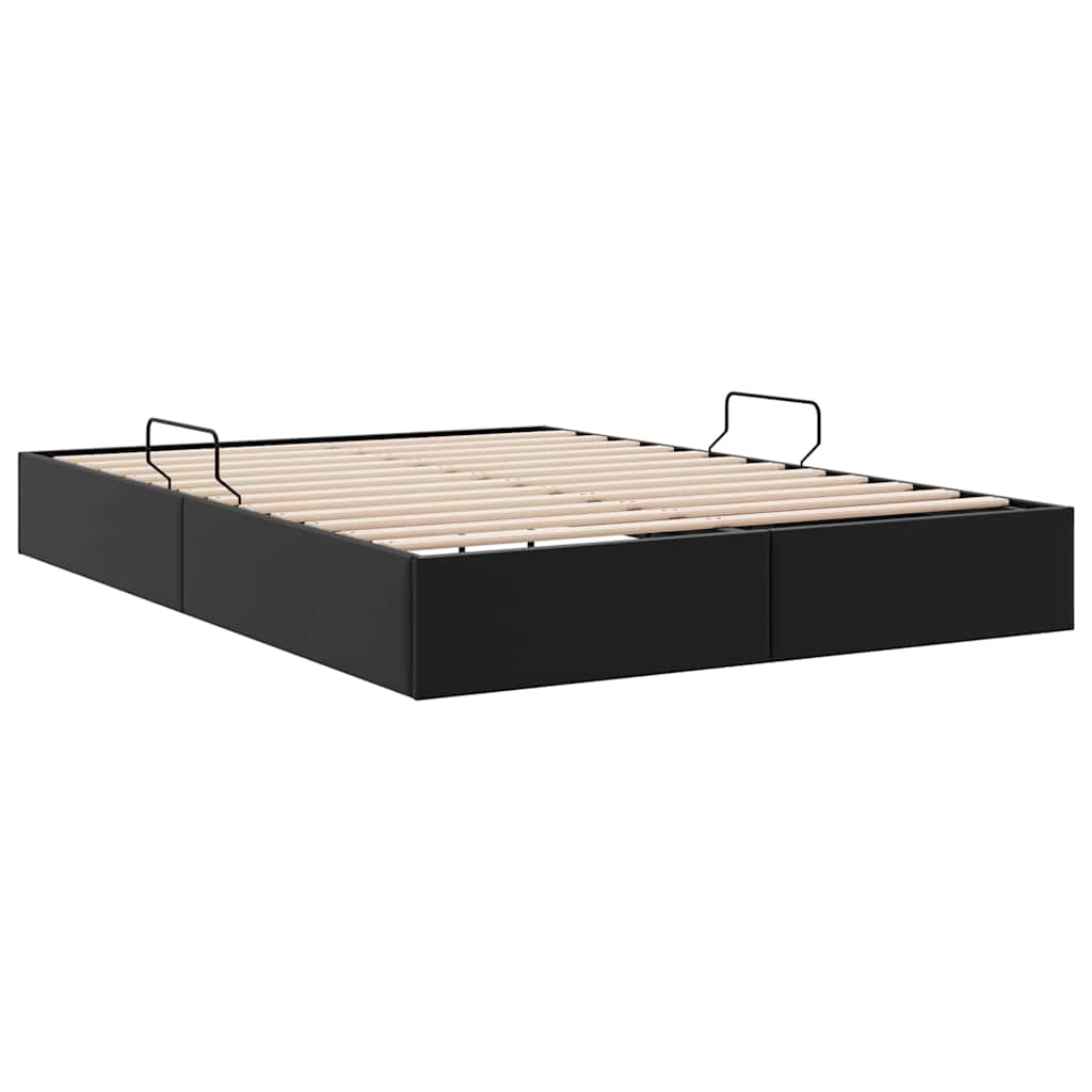 Opbevaringsseng med opbevaring Sort 137 x 190 cm Kunstlæder