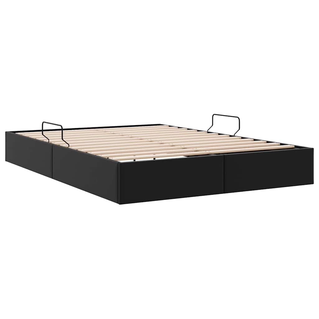 Opbevaringsseng med opbevaring Sort 137 x 190 cm Kunstlæder