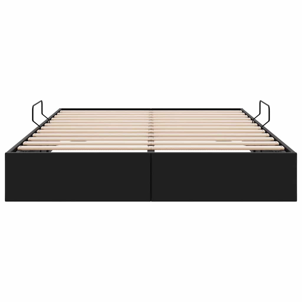 Opbevaringsseng med opbevaring Sort 137 x 190 cm Kunstlæder