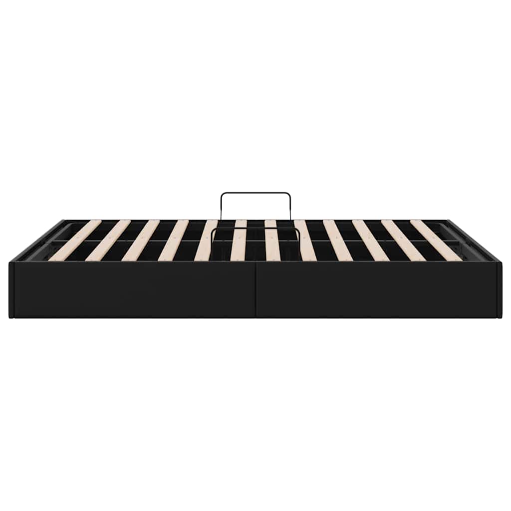 Opbevaringsseng med opbevaring Sort 153 x 203 cm Kunstlæder