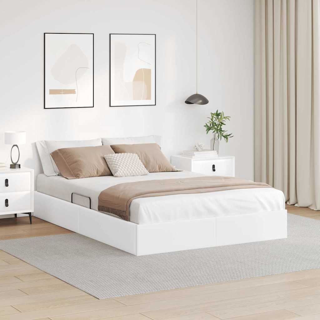 Opbevaringsseng med opbevaring Ren Hvid 153 x 203 cm Kunstlæder