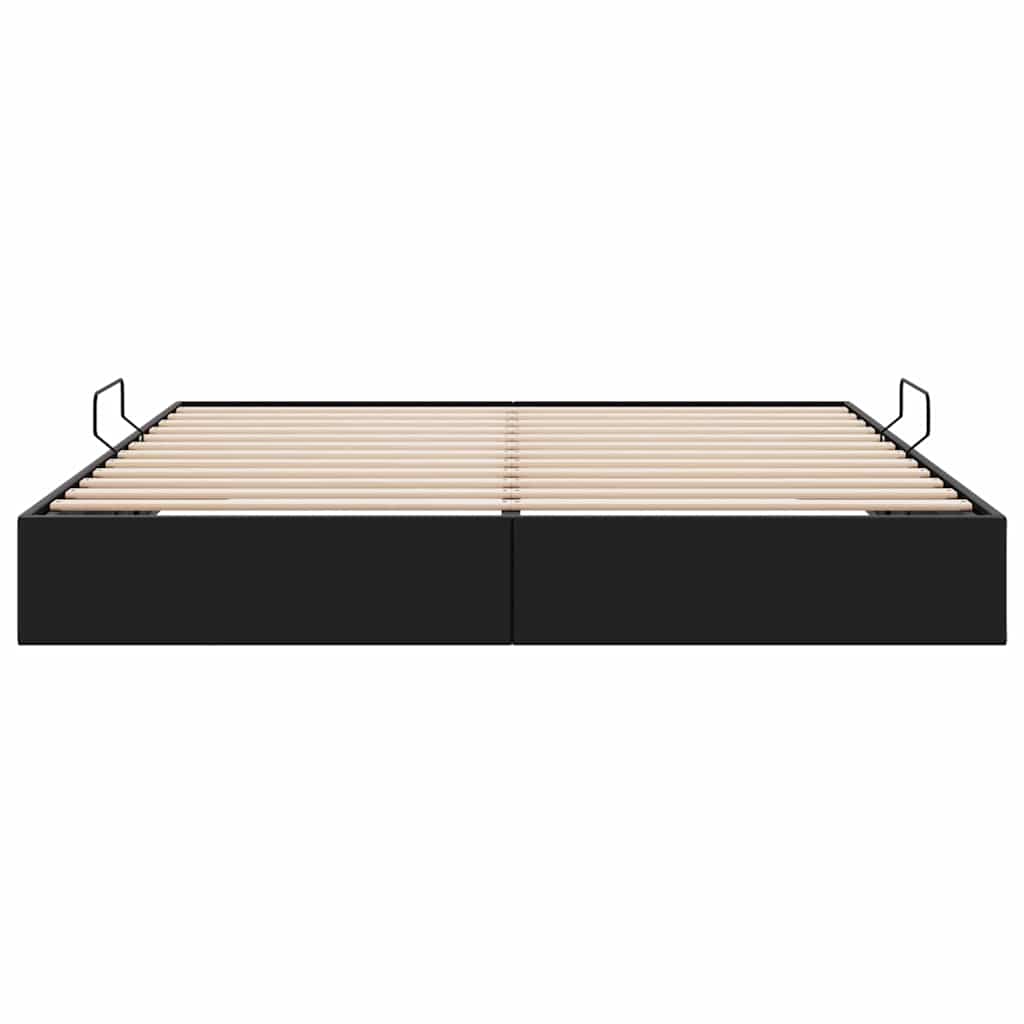 Opbevaringsseng med opbevaring Sort 193 x 203 cm Kunstlæder