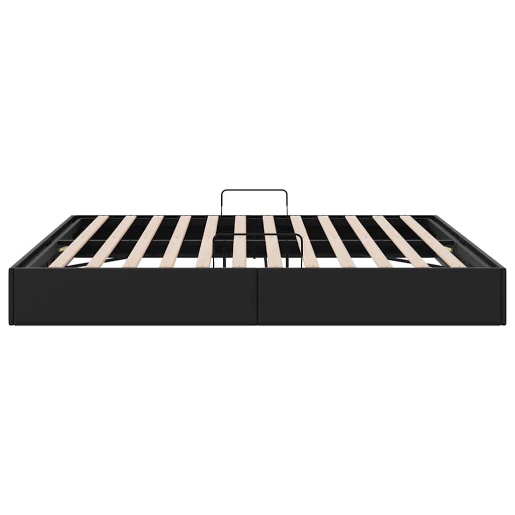 Opbevaringsseng med opbevaring Sort 193 x 203 cm Kunstlæder