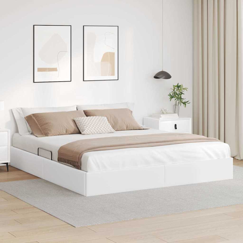 Opbevaringsseng med opbevaring Ren Hvid 193 x 203 cm Kunstlæder