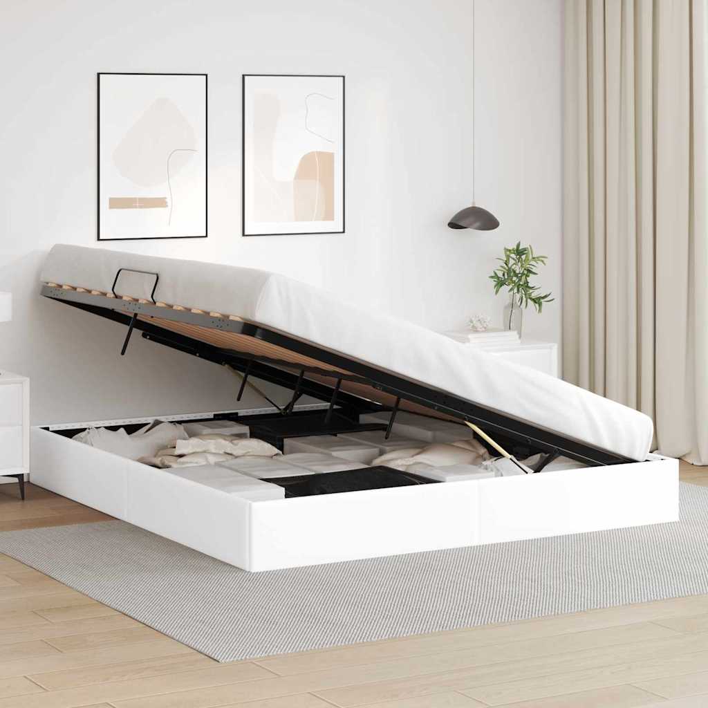 Opbevaringsseng med opbevaring Ren Hvid 193 x 203 cm Kunstlæder