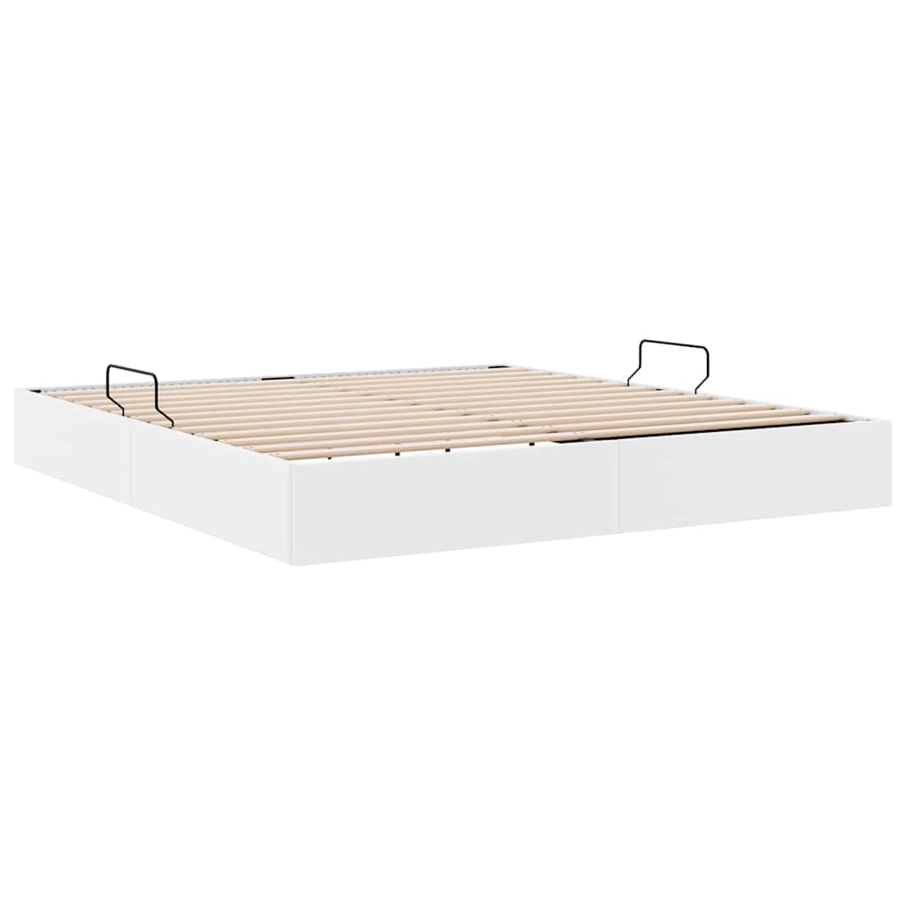 Opbevaringsseng med opbevaring Ren Hvid 193 x 203 cm Kunstlæder