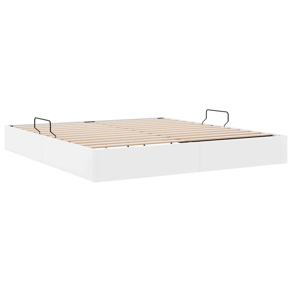Opbevaringsseng med opbevaring Ren Hvid 193 x 203 cm Kunstlæder