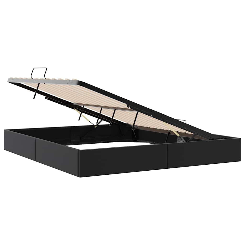 Opbevaringsseng med opbevaring Sort 183 x 213 cm Kunstlæder