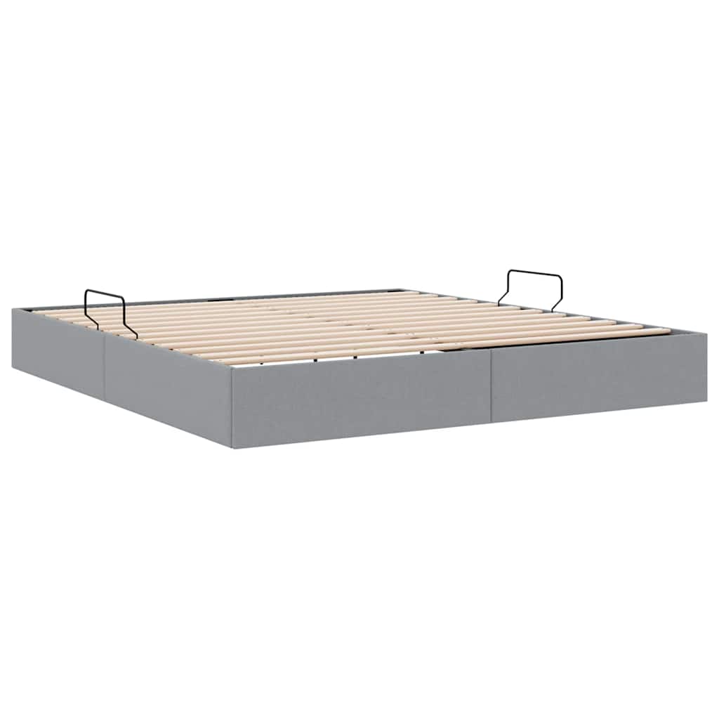 Opbevaringsseng med opbevaring Lysegrå 193 x 203 cm Stof