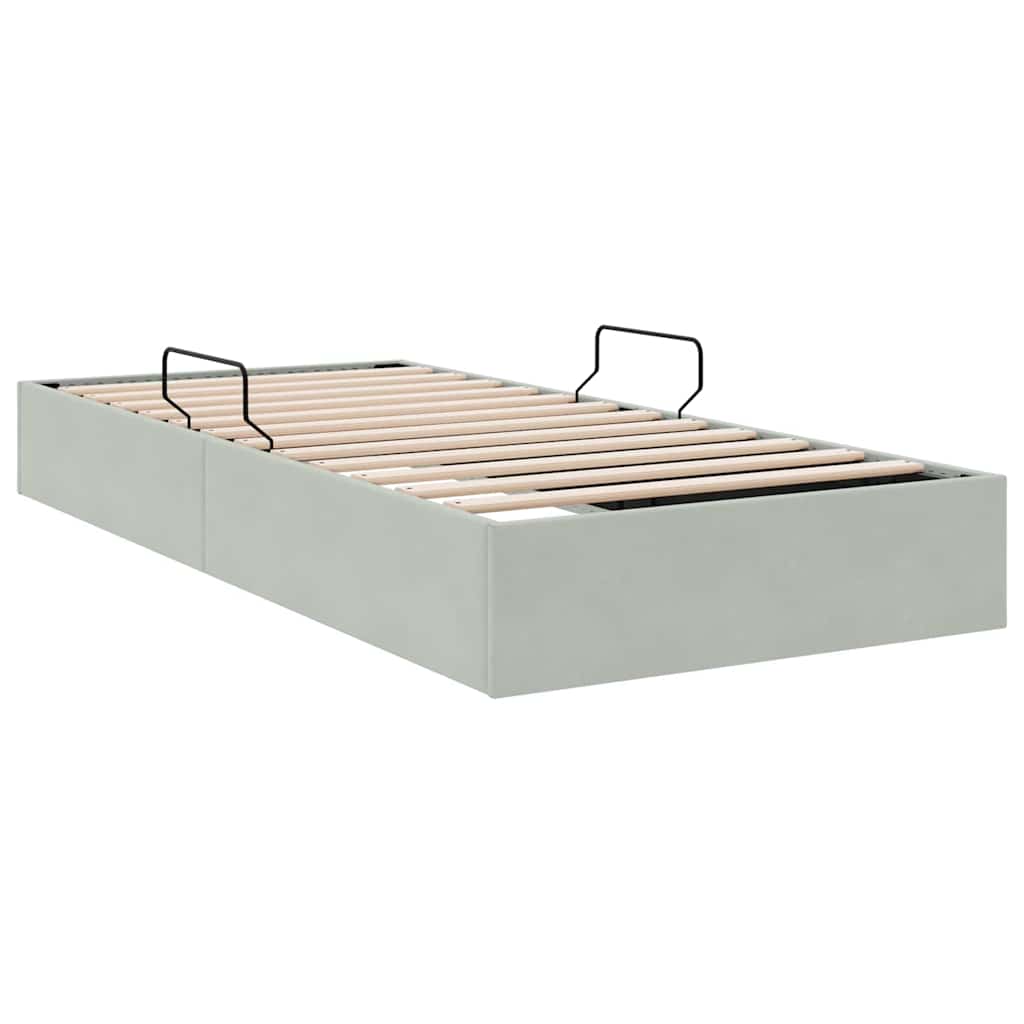 Opbevaringsseng med opbevaring Lysegrå 100 x 190 cm Fløjl