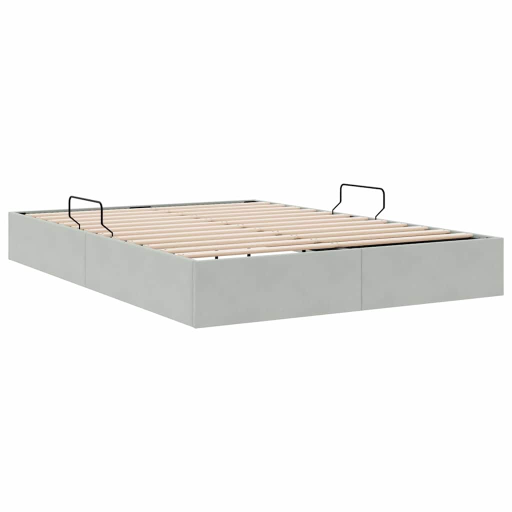 Opbevaringsseng med opbevaring Lysegrå 137 x 190 cm Fløjl
