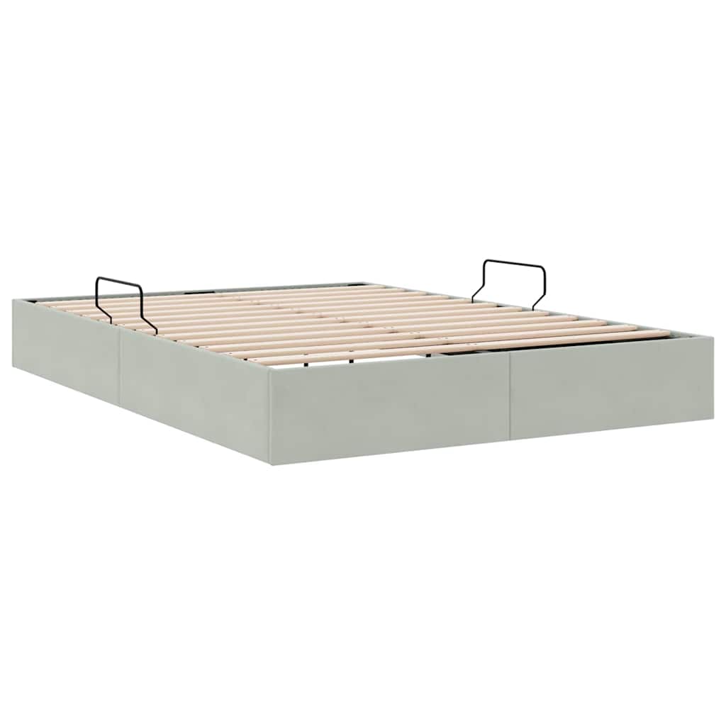 Opbevaringsseng med opbevaring Lysegrå 137 x 190 cm Fløjl