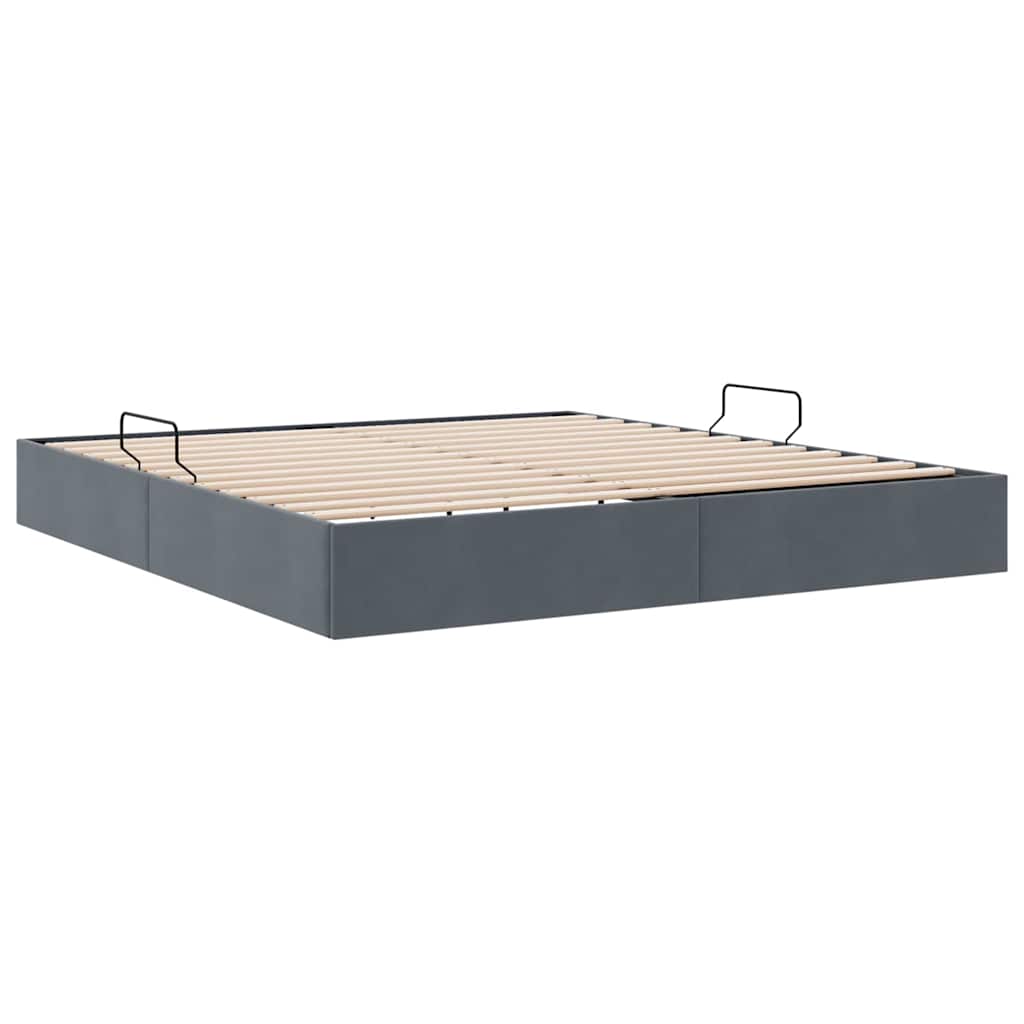 Opbevaringsseng med opbevaring Mørkegrå 183 x 213 cm Fløjl
