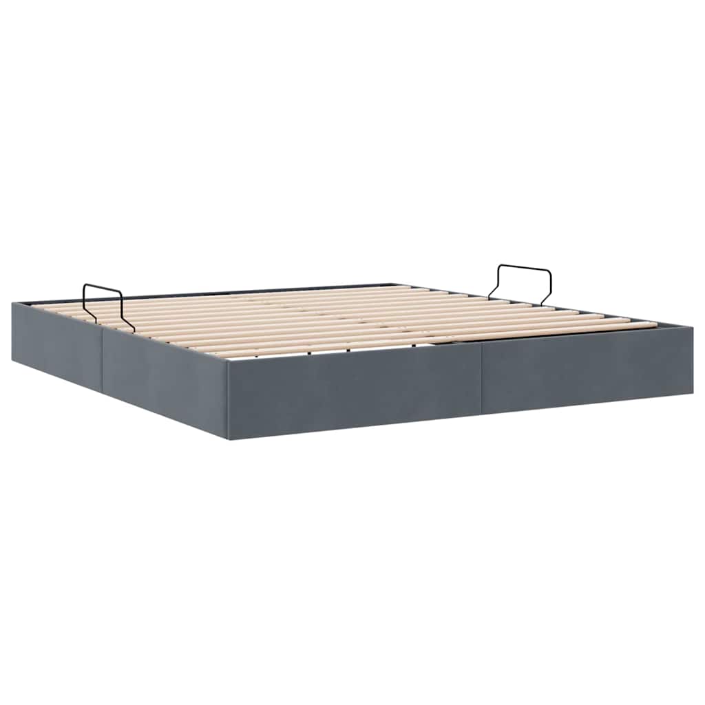 Opbevaringsseng med opbevaring Mørkegrå 183 x 213 cm Fløjl