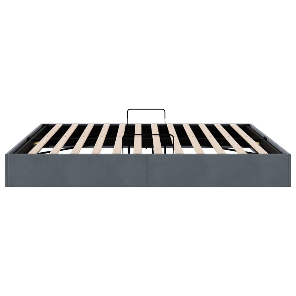 Opbevaringsseng med opbevaring Mørkegrå 183 x 213 cm Fløjl