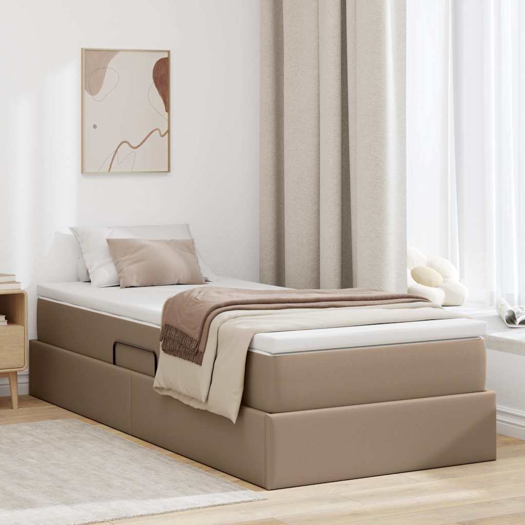 Seng med opbevaring og madras Cappuccino 100 x 200 cm