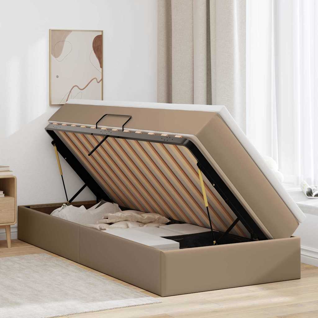 Seng med opbevaring og madras Cappuccino 100 x 200 cm