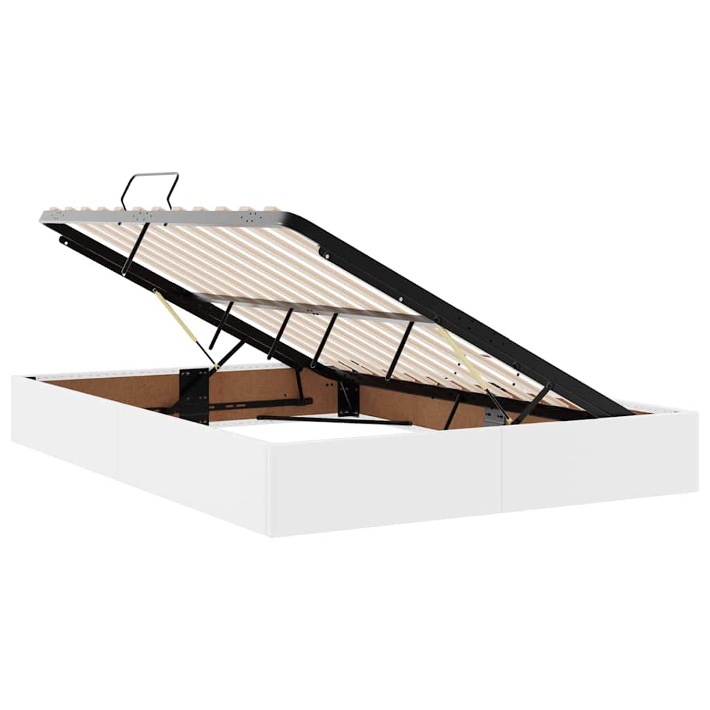 Seng med opbevaring og madras Hvid 140 x 190 cm Faux læder