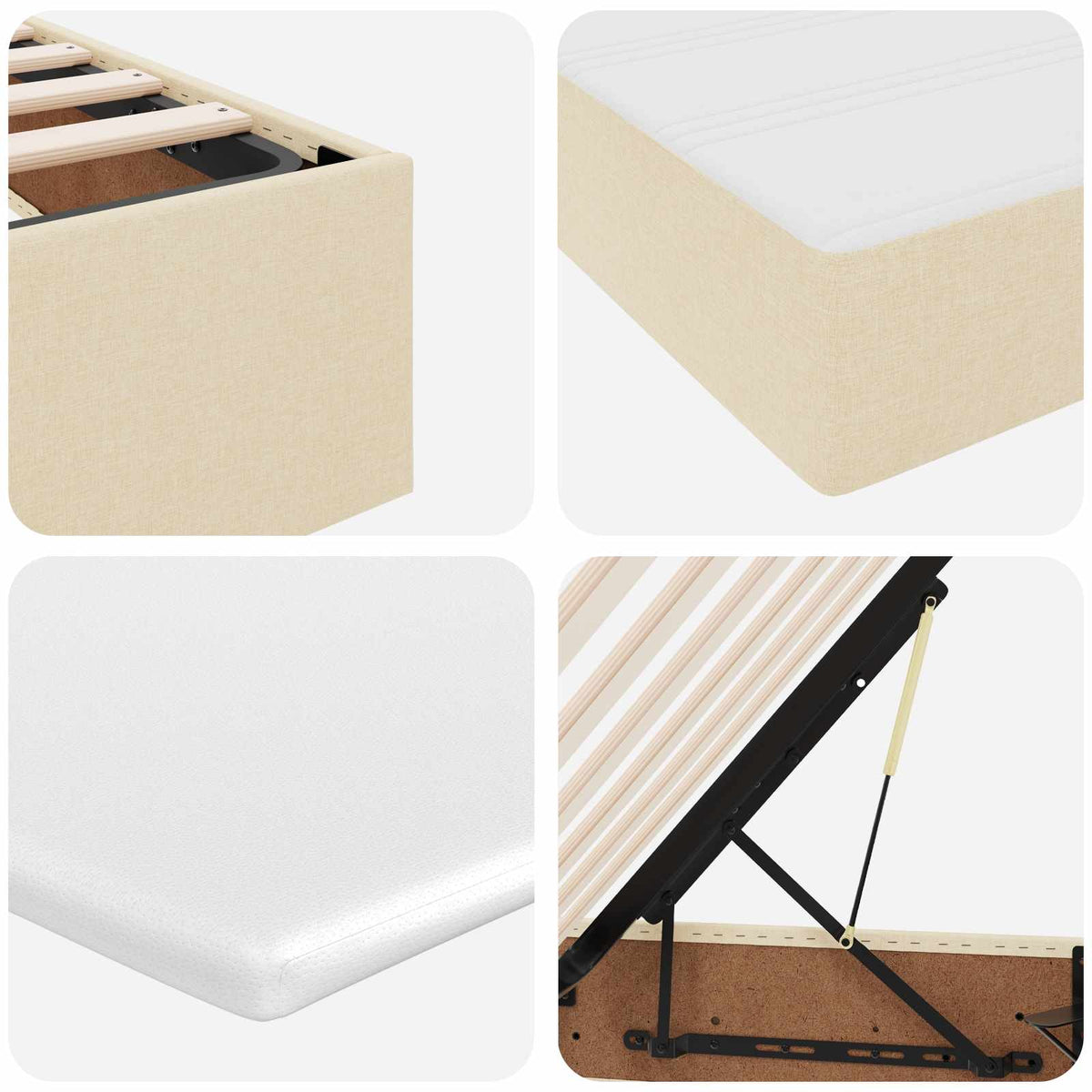 Seng med opbevaring og madras Creme 90 x 190 cm Polyester