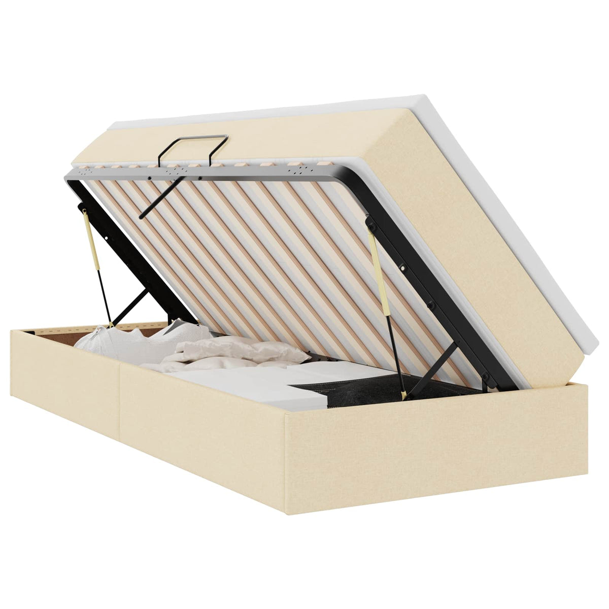 Seng med opbevaring og madras Creme 90 x 190 cm Polyester