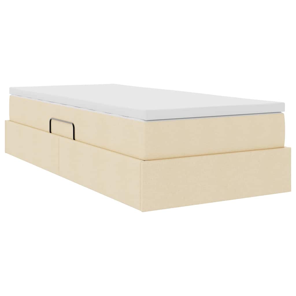 Seng med opbevaring og madras Creme 90 x 190 cm Polyester